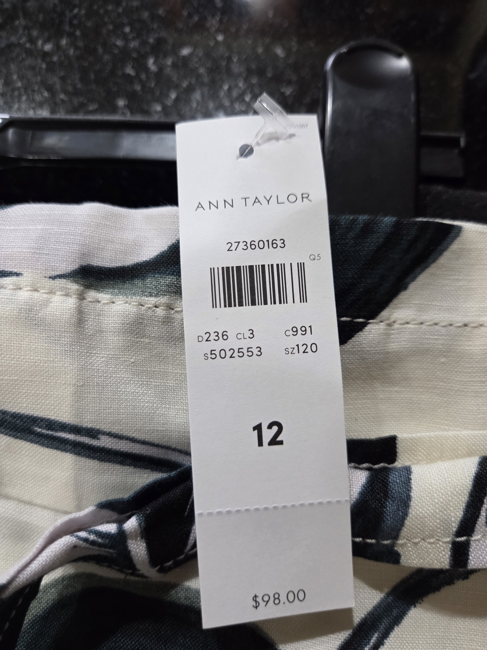 Ann Taylor White Skirt with Teal Print - Size 12 - Picture 6 of 8